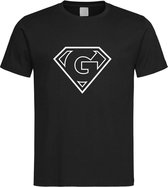 Zwart t-Shirt met letter G “ Superman “ Logo print Wit Size XL