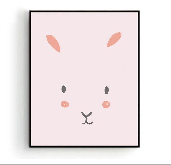 Poster Schaapje Hoofd Roze - Dieren - Kinderkamer - Dierenposter - Babykamer / Kinderposter - Babyshower Cadeau - Muurdecoratie - 80x60cm - Postercity