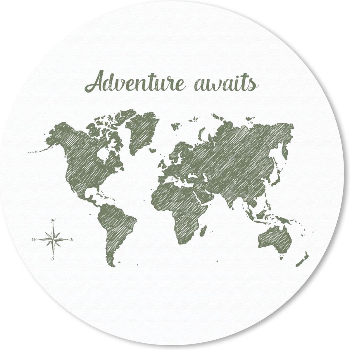 Muismat rond 40x40 cm - Mousepad Wereldkaart - Quote - Groen - Ronde muismatten