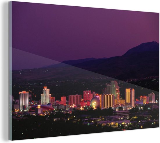 Glasschilderij - Reno - Casino - Skyline - 150x100 cm - Acrylglas Schilderijen - Foto op Glas