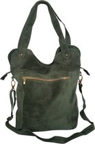 De enige echte JOOF shopper SMALL van suede donker groen