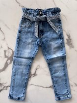 Meisjes broek, Broek voor meisjes, Meisjes Spijkerbroek met een glitter band, verkrijgbaar in de maten 104/4 t/m 164/14