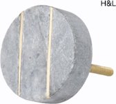 H&L deurknop - marmer - meubelknop - rond - grijs - goud - 4 cm - woonaccessoires - woondecoratie
