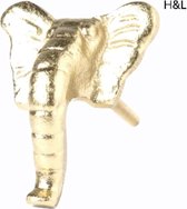 H&L deurknop - olifant - meubelknop - goud - 4 x 6 cm - woonaccessoires - woondecoratie