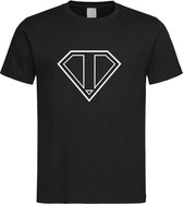 Zwart t-Shirt met letter i “ Superman “ Logo print Wit Size M