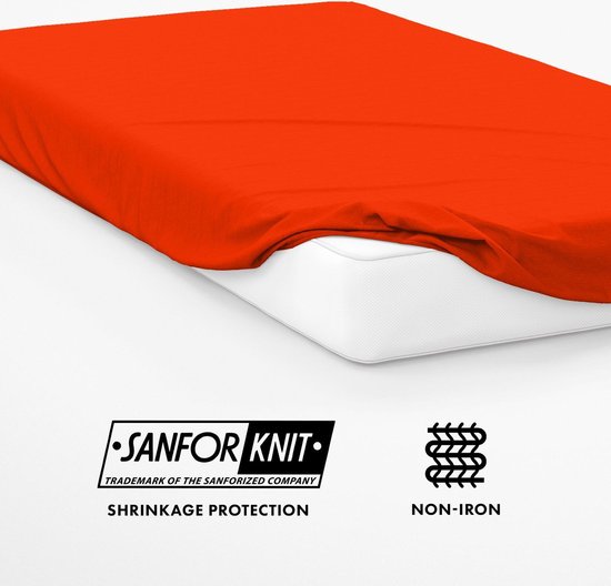 Hoeslaken Loom One – 100% Jersey Katoen – 100x200 cm – épaisseur de matelas jusqu'à 23cm – 160 g/m² – Oranje