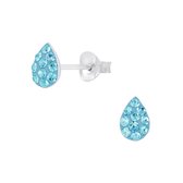 Joy|S - Zilveren druppel oorbellen - 5 x 7 - kristal blauw