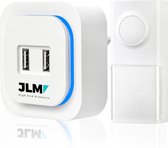JLM High End Products® Draadloze deurbel met 1 Ontvanger – Kinetische Deurbel – Beldrukker - Plug & Play – IP55 Waterdicht - Wit