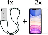 iPhone 11 Pro hoesje met koord transparant shock proof case - 2x iPhone 11 Pro screenprotector
