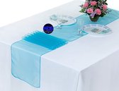4 Organza tafellopers turquoise - tafel decoratie - tafelloper - organza - turquoise - trouwen - babyshower