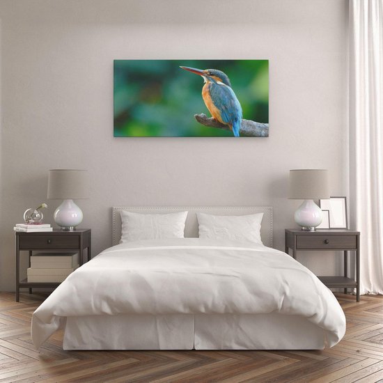Artaza Toile Peinture Blauw Oranje Martin-pêcheur Sur Une Branche - 120x60 - Groot - Image Sur Toile - Impression Sur Toile