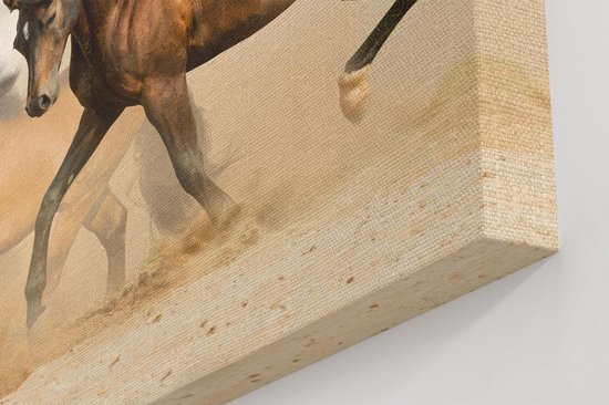 Artaza Canvas Schilderij Drie Bruine Paarden - 60x20 - Foto Op Canvas - Canvas Print