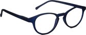Computer bril - donkerblauw rond sterkte 0.0 - blauw licht filter - blue blocker leesbril