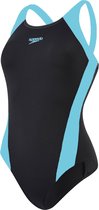 Speedo Endurance Boom Splice Muscleback  Sportbadpak - Maat 36 Volwassenen - zwart/blauw