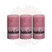 Bolsius Stompkaars Rustiek Oud Roze D 6,8 H 13 cm - 3 Stuks