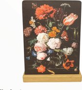 Decobordje - Inclusief houten standaard - Stilleven met Bloemen - Jan Davidsz de Heem -14x9cm