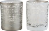 Dulaire Waxinelichthouder Glas Wit/Grijs 12.5 cm – set van 2