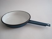 Emaille koekenpan - Ø 23 cm - blauw gespikkeld - zwarte rand