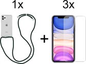 iPhone 12 Pro hoesje met koord transparant shock proof case - 3x iPhone 12 Pro screenprotector