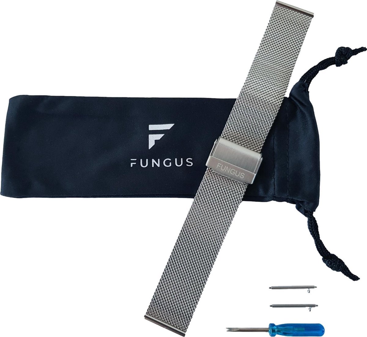Fungus - Smartwatch bandje - Geschikt voor Samsung Galaxy Watch 6, Watch 5 (Pro), Watch 4 - Horloge 20 mm - Metaal - Milanese Mesh - Zilver