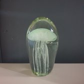 Oneiro's -  kwal in glas - Jelly fish - Ca. 15 cm hoogte x 8 cm - Decoratie -  decoratie woonkamer - Wit