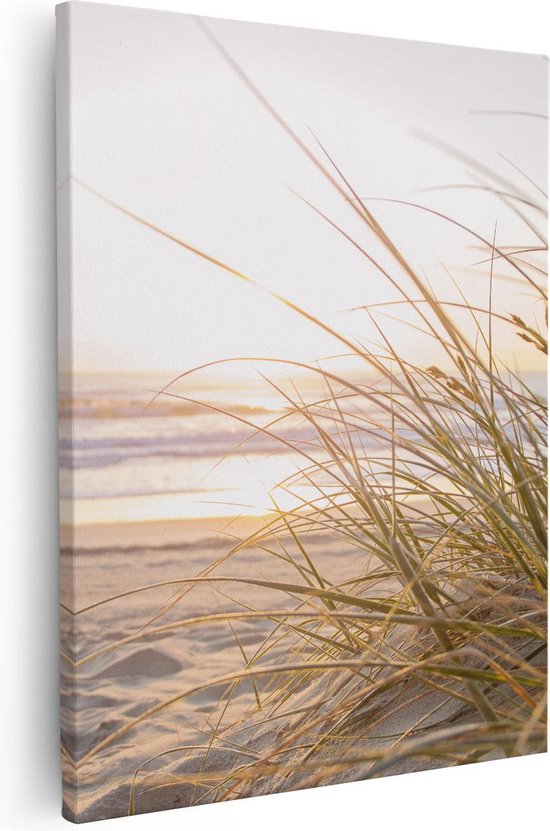 Artaza Canvas Schilderij Strand En Duinen Tijdens Zonsondergang - 40x50 - Foto Op Canvas - Canvas Print