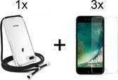 iPhone 7 Plus hoesje met koord transparant shock proof case - 3x iPhone 7 Plus screenprotector