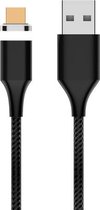 M11 5A USB naar micro-USB nylon gevlochten magnetische datakabel, kabellengte: 2m (zwart)