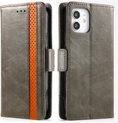 CaseNeo Business Splicing Dual Magnetic Buckle Horizontal Flip PU Leather Case met houder & kaartsleuven & portemonnee voor iPhone 12 Pro Max (grijs)