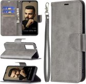 Voor vivo V21e 5G Retro Lamsvacht Textuur Pure Kleur Horizontale Flip PU Lederen Case met Houder & Kaartsleuven & Portemonnee & Lanyard (Grijs)