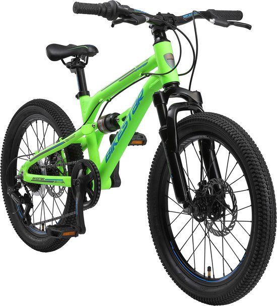 Bikestar Alu MTB Fully 7 speed 20 inch groen bol