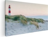 Artaza Canvas Schilderij Strand En Duinen Met Een Vuurtoren - 100x50 - Groot - Foto Op Canvas - Canvas Print