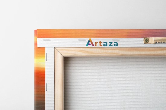 Arrière d'une toile Artaza avec cadre en bois et système de suspension.
