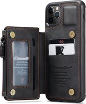 MCM iPhone 11 Pro Max Leren wallet hoesje, met pasjeshouder en rits - Zwart