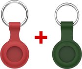 Duo Pack Cicon AirTag Sleutelhanger - Airtag Hoesje - Airtag Case - Airtag hanger - Rood - Groen