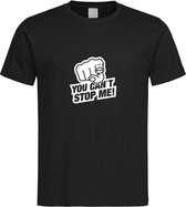 Zwart T-Shirt met “You Can't stop Me “ print Wit  Size M