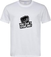 Wit T-Shirt met “You Can't stop Me “ print Zwart  Size S