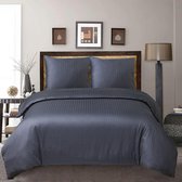 The Linen Collection - Dekbedovertrekset - Katoensatijn - Check Pattern - Antraciet Grijs - 240x220 - 300 Thread Count