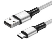 USB-C Data- en Laadkabel - 2.4A Snellader Kabel - Fast en Quick Charge Oplaadkabel - Type C Naar USB-A - Oplaadsnoer Telefoon - Laptop - Gevlochten Nylon – Grijs – 3 Meter - Wilsem ®