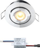 Cree LED inbouwspot Toledo in - inbouwspots / downlights / plafondspots - 3W / rond / dimbaar / kantelbaar / 230V / IP44 / warmwit