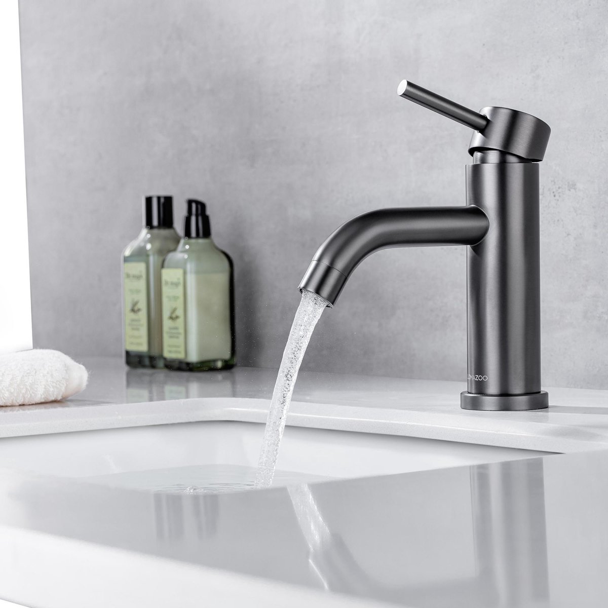 LOMAZOO Wastafelkraan Gun Metal Zwart Gunmetal Badkamerkraan