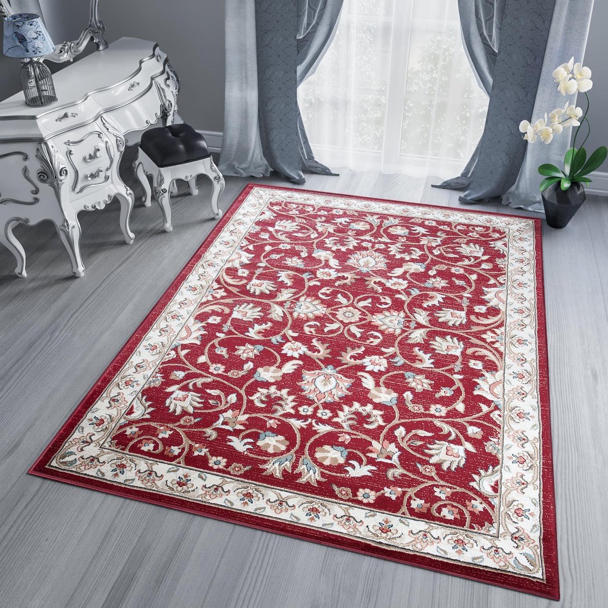 Tapiso Dubai Vloerkleed Tapijt Carpet Oriental Oosters Modern Maat- 140x200 Rood Beige4