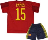 Sergio Ramos Spanje Thuis Tenue Voetbalshirt + Broek Set | 2021-2022 EK/WK voetbaltenue - Maat 128