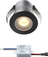 LED inbouwspot Burgos in zwart - inbouwspots / downlights / LED spots - 3W / rond / dimbaar / 230V / IP65 waterdicht / warmwit