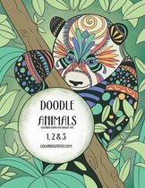 Doodle Animals- Doodle Animals Coloring Book for Grown-Ups 1, 2 & 3