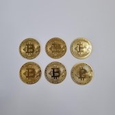 Bitcoin, Cryptovaluta, Munt, Goud, 38 mm breed, 6 Stuks