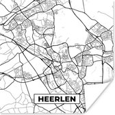 Poster Kaart - Heerlen - Zwart - Wit - 100x100 cm XXL