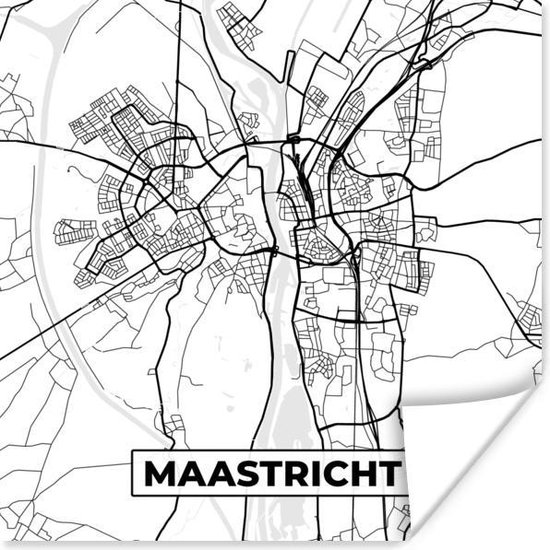 Poster Kaart - Maastricht - Zwart - Wit - 30x30 cm