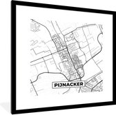 Poster in lijst - Fotolijst 40x40 cm - Posters - Kaart - Pijnacker - Zwart - Wit - Posterlijst zwart - Decoratie - Wanddecoratie woonkamer - Muurdecoratie slaapkamer