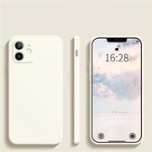 Luxe Vierkante Siliconen Case Voor Iphone 12 - wit - siliconen - shock absorberend